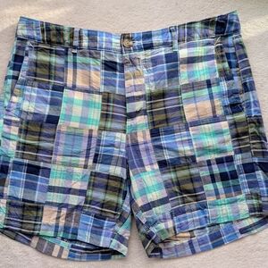 L.L. Bean Women's Plaid Shorts - Blue, Green, Cream